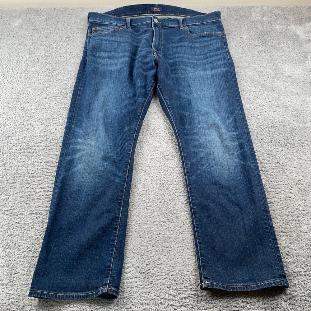 Polo Ralph Lauren Jeans Mens 40x30 Blue Varick Slim Straight Denim Pants - Picture 2 of 12